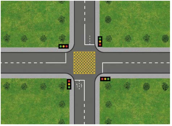 Crossroads with a yellow box junction