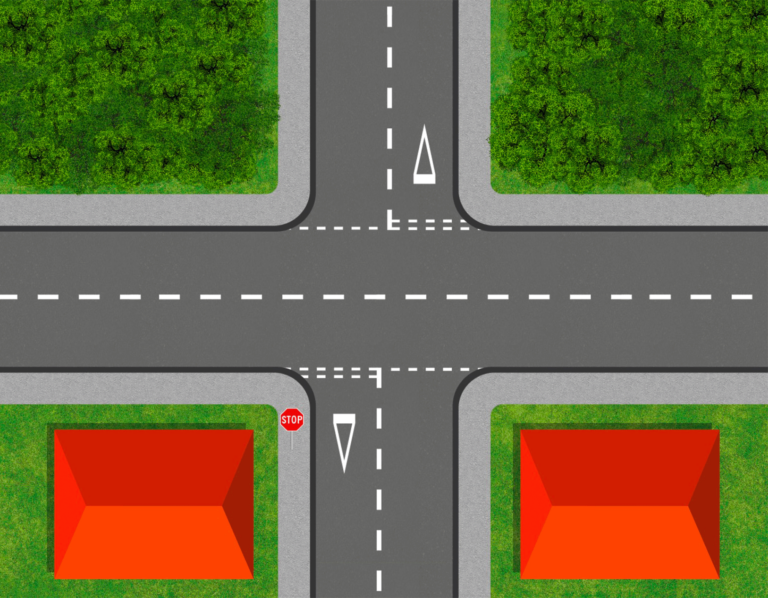 Crossroads where you are on the major road