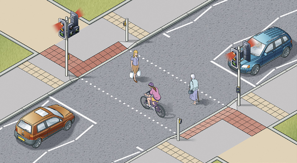 Toucan crossing with pedestrian and cycle signals