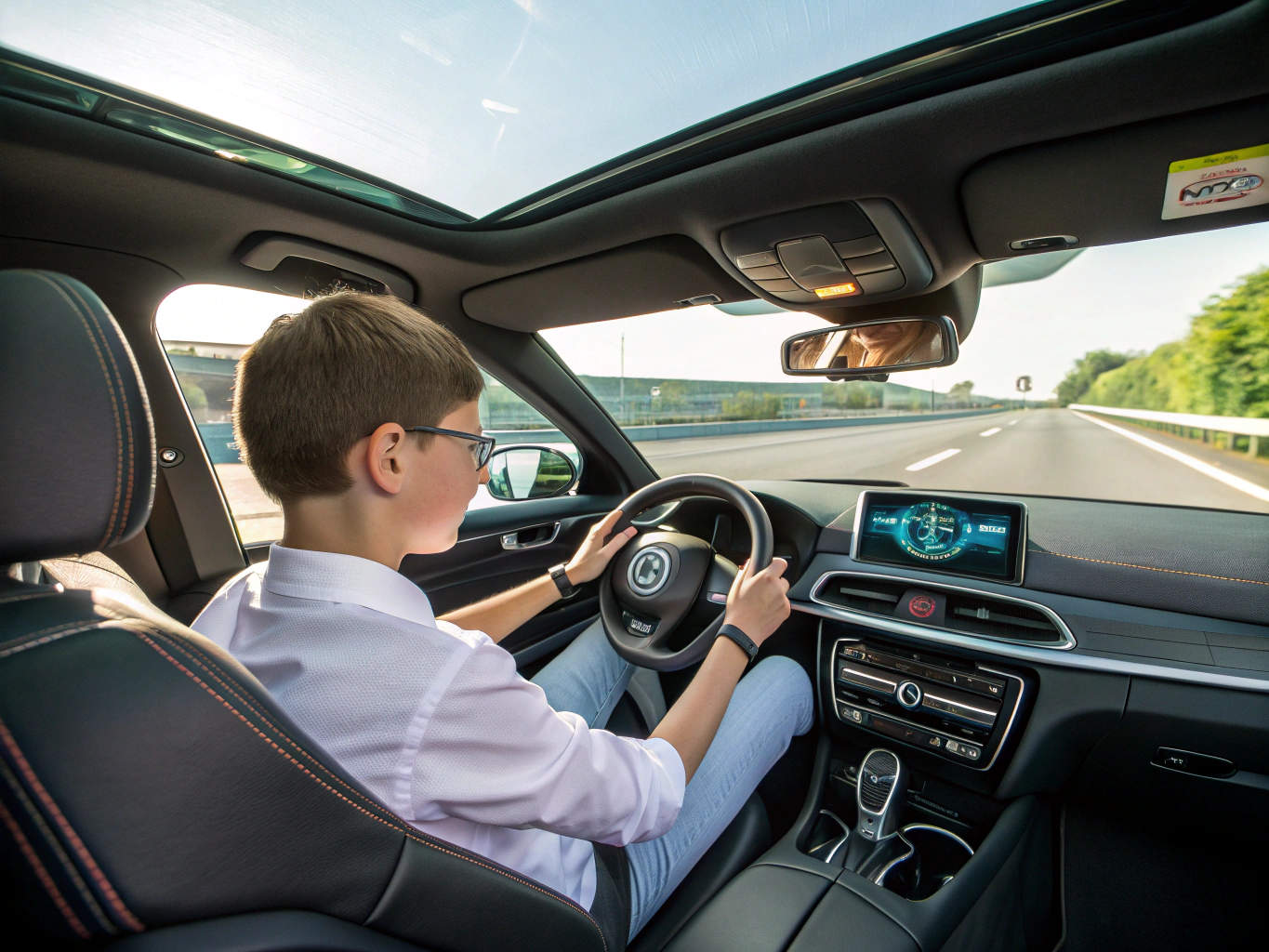 Learner driver studying online driving lesson materials