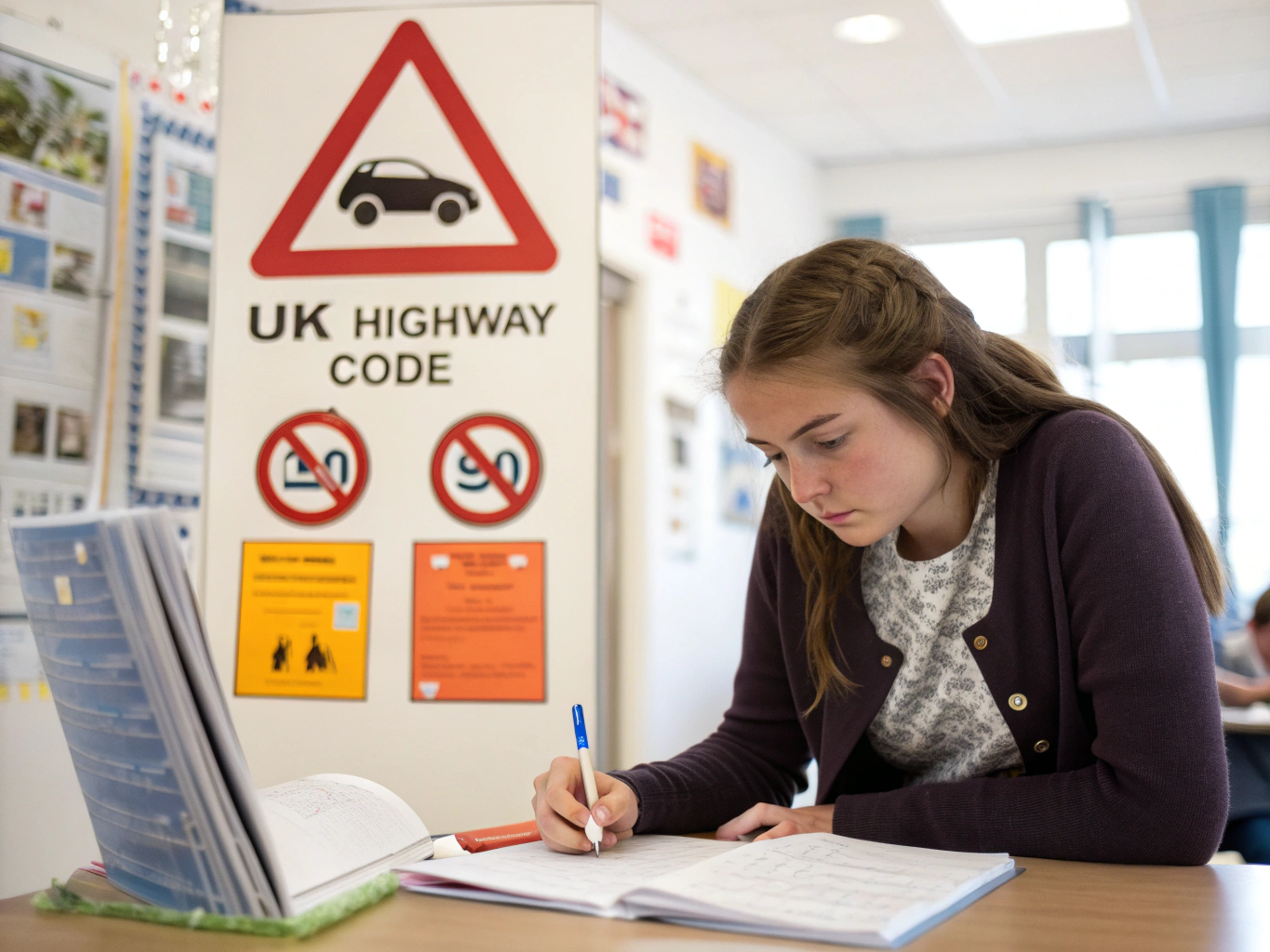 Learner studying Highway Code and hazard perception theory test questions